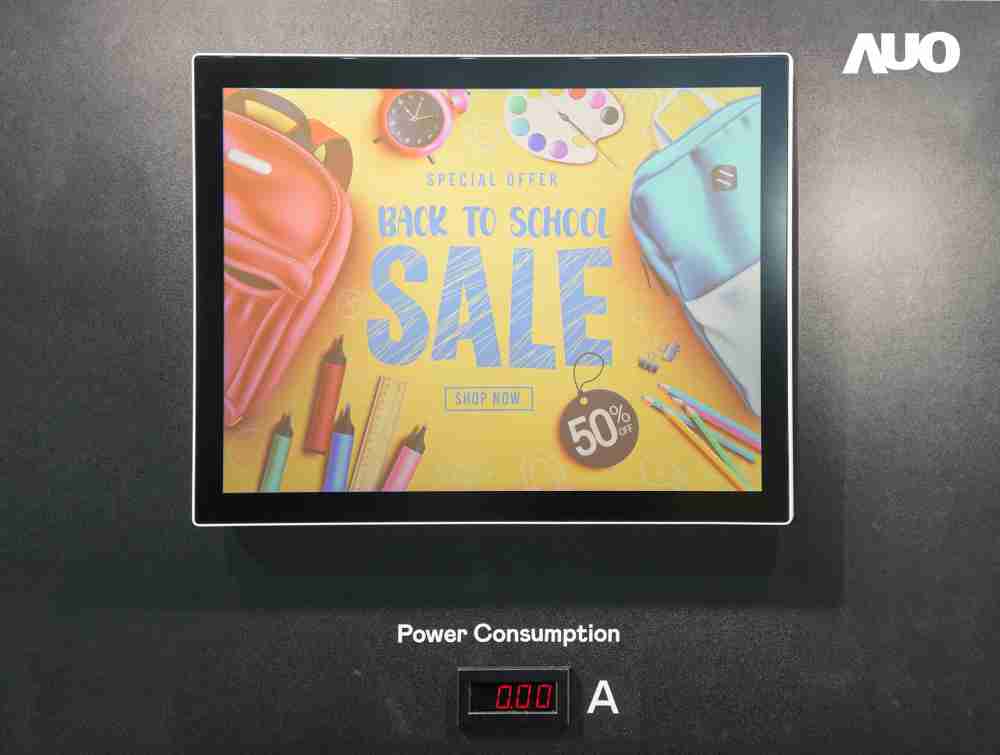 传奇国际展示胆固醇液晶超低耗能户外全彩显示器，，ChLC（胆固醇液晶）以双稳态技术使静态显示零功耗，，，具省电、、、高彩度、、、环保的特性，，，，还整合软硬件系统解决方案，，，可透过单一云端平台管理